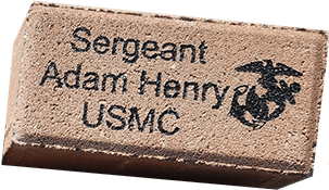 a customized brick with the marine emblem