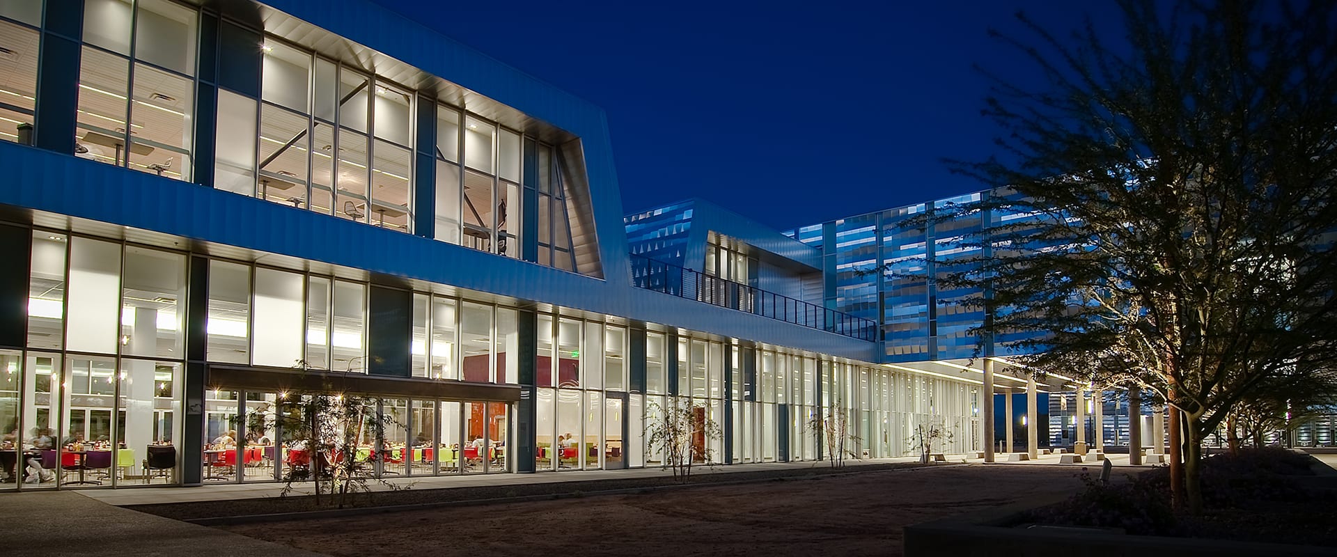 Arizona Western College Building lit up at night