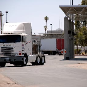 Trucks pasing throught the San Luis port of entry