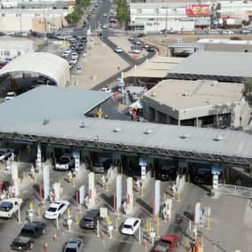 An aerial view of the San Luis border crossing