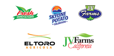 Logos for some of the JV Smith Companies such as Fresh Innovations, Skyline Potato Colorado, JV Farms, ElToro Agricola, and JV Farms California