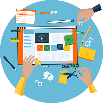 Illustrated graphic representing web design like scrap booking