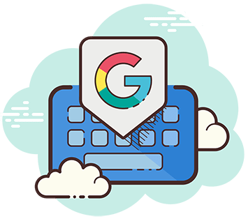 Illustrated graphic of a google profile in a cloud and large google logo