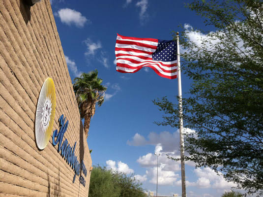 Hansberger Building with Flag