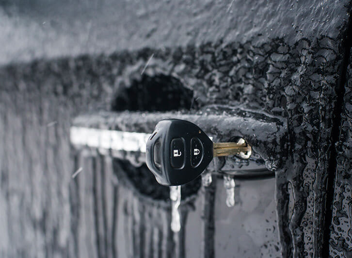 Frozen key in car door