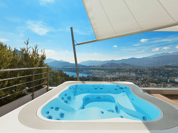 Gorgeous hot tub with mountain views