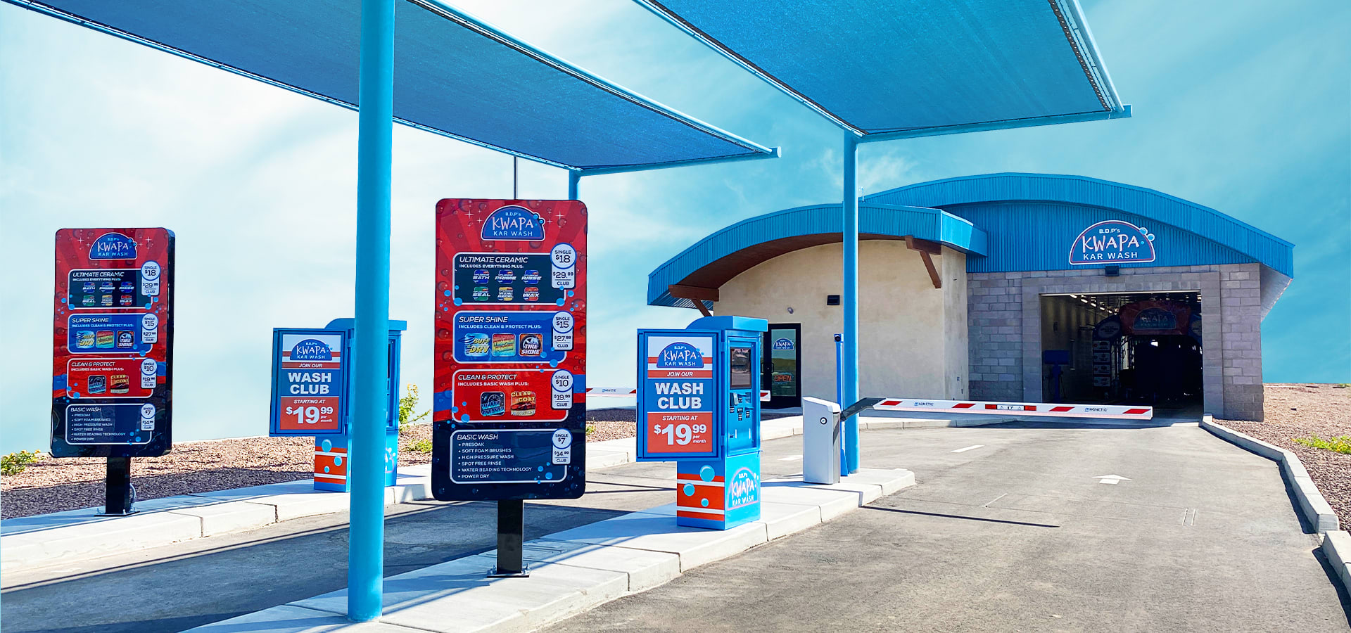 Entrance to the automated B.D.P's KWAPA carwash in Somerton AZ