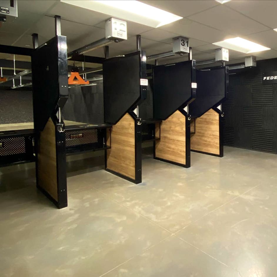 the indoor shooting range at Sprague's Sports