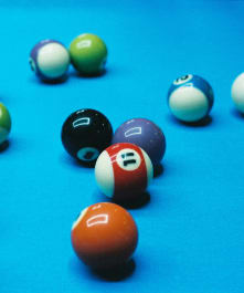 Billiard balls on a pool table at the cocopah wild river family entertainment center